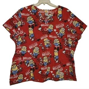 Despicable Me | Women's "You Had Me at Bello!" Novelty Print Scrubs (Size 3XL)